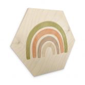 Hexagon - Holz Nouveauprints - Regenbogen Aquarell 