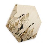 Hexagon-Holzbild Fliegende Kraniche - SpaceFrog Designs 