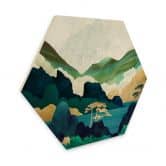 Hexagon Holzbild SpaceFrog Designs - In den Bergen 