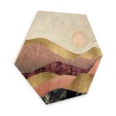 Hexagon Holzbild SpaceFrog Designs - Rosa Sonne 