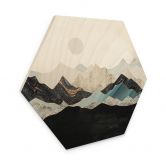 Hexagone - Bois Paysage de montagne tranquille au crépuscule - SpaceFrog Designs 