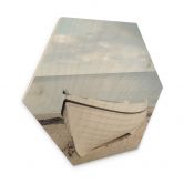 Hexagon Holzbild Boot am Strand 