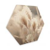 Hexagon Holzbild Pastellfarbene Gräser - Treechild 