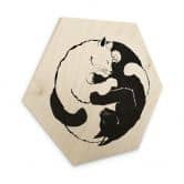 Hexagon Holzbild Katzen Ying & Yang - Tunaboylu 