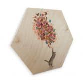 Hexagon - Holz Birke-Furnier Graves - Catching Butterflies 