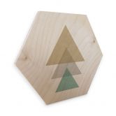 Hexagon - Holz Birke-Furnier Nouveauprints - Triangles aqua 