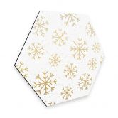 Hexagon - Alu-Dibond-Goldeffekt Schneeflocken Eiskristalle 