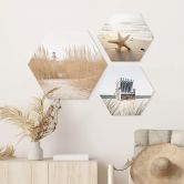 Hexagone - alu-Dibond Rêves d'île au bord de la mer Set (3 pièces) 