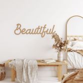 3D lettering Beautiful - wall decoration made of natural MDF 