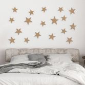 3D Sterne Deko Set für Kinderzimmer | Schlafzimmer - MDF Natur 