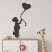MDF Decoratie Jongen met hartballon 