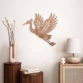 Holzdeko Kranich - eleganter Vogel - Mahagoni 