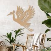 Wanddeko Kranich - eleganter Vogel - MDF Natur 