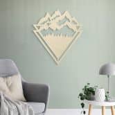 Holzdeko Pappel - Line-Art - Landschaft: Berge mit Wald 