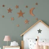Holzdeko Mond und Sterne Set - Kawaii - Mahagoni 