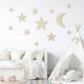 Holzdeko Mond und Sterne Set - Kawaii - Pappel 
