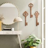 Décoration murale en bois acajou - Clé (Set de 3) 