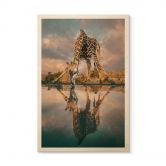 Holzbild Reflexion einer Giraffe in der Wildnis - Amtmann 