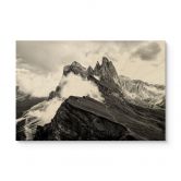 Houten Poster - Uitzicht op de Alpen - Berglandschap van de Dolomieten 