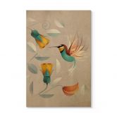 Holzbild mit Vogelmotiv - Kolibri - Braun 
