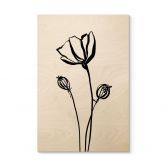 Holzbild Line Art Mohnblume - Cats & Dotz 