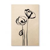 Holzbild Line Art Zwei Mohnblumen - Cats & Dotz 