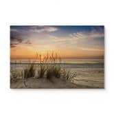 Holzbild Düne am Strand bei Sonnenuntergang 