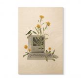 Holzbild Vintage Botanik-Computer - Frida Floral Studio 