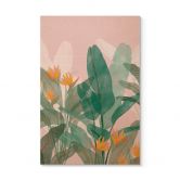 Holzbild Botanische Illustration in Grün und Rosa - Goed Blauw 