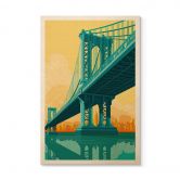 Tableau sur bois Vue de la ville à travers le pont de Manhattan - Heemskerk 
