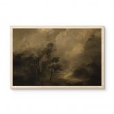 Holzbild Bäume im Nebel der Dämmerung - Hobday 
