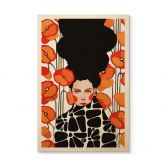 Holzbild Frau mit Retro-Mohnblumen - Hülya 