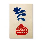 Tableau sur bois Kubistika - Fleur sauvage dans un vase rouge 