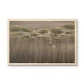Houten Wanddecoratie lotusbloemen met zwaan in het water in grijs - Ms Tiff 