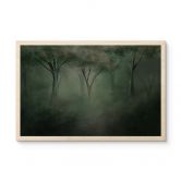 Holzbild Waldmagie im Morgennebel Grün - Ms Tiff 