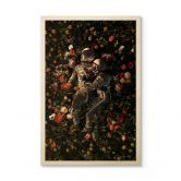 Holzbild Astronauten auf einer Blumenwiese - Nicebleed 
