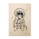 Holzbild Entspannte Katze mit Herzbrille - Royle 