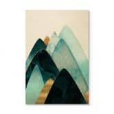Tableau sur bois Montagnes abstraites en or et bleu - SpaceFrog Designs 