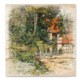 Holzbild Gauguin - Bauernhaus in der Normandie - 40x41,5 cm 