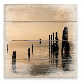 Holzbild Posts at sunset - 40x41,5 cm 
