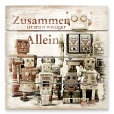 Holzbild Versammlung der Roboter - 40x41,5 cm 