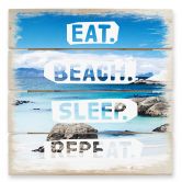 Holzbild Eat. Beach. Sleep. Repeat. - 40x41,5 cm 