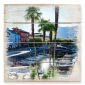 Holzbild Hafen am Lago Maggiore - 40x41,5 cm 