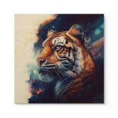 Holzbild Heine - Tiger im Sternenhimmel - Quadratisch 