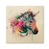 Holzbild Heine - Regenbogen Zebra - Quadratisch 