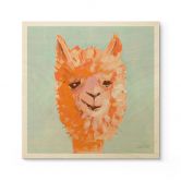 Holzbild Oranges Alpaca - Zwara - Quadratisch 