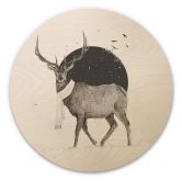 Holzbild Solti - Hirsch im Winter - Rund 