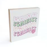 Houten Wanddecoratie - Feministische kussende mond Pop Art - 15x15 cm 