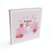 Houten Wanddecoratie om op te hangen - Fight Like Girls - Feminist Power - 15x15 cm 