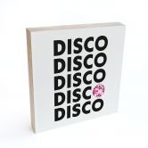Holzbild zum Hinstellen - Retro Disco Vibes Typografie - Kerr-Dineen - 15x15 cm 